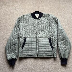 Vtg Penneys Towncraft Jacket Mens XL Sage Quilted Bomber Waffle Knit 50s 60s Zip